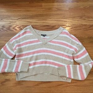 Wild Fable v-neck stripped sweater size small